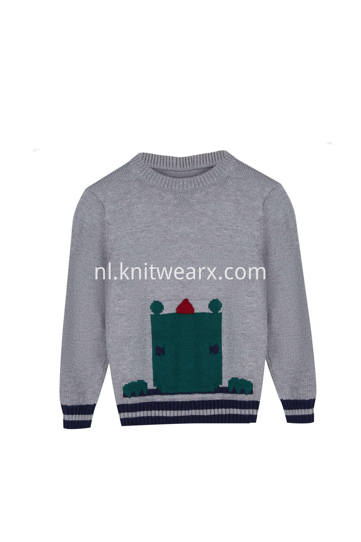 Boy's Cute Pattern Knitted Crew Neck Pullover Long Sleeve Sweaters